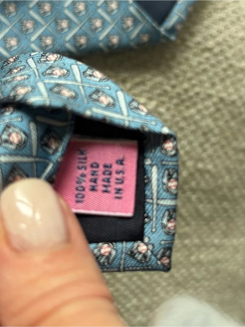 Vineyard Vines Youth Boys Baseball Silk Tie 51” Blue Sports Handmade USA